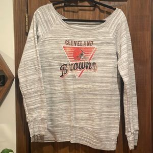 Ladies Cleveland Browns Sweatshirt Off Shoulder Boat Neck